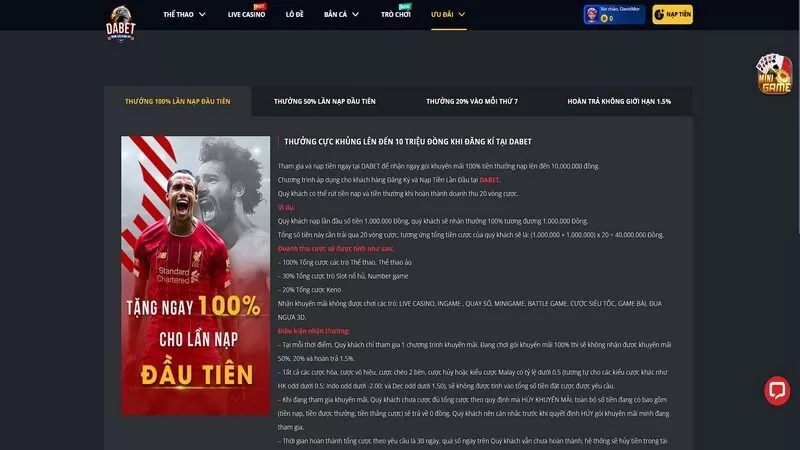 Ngập tràn trong ưu đãi khi tham gia tại Dabet Ngập tràn trong ưu đãi khi tham gia tại Dabet