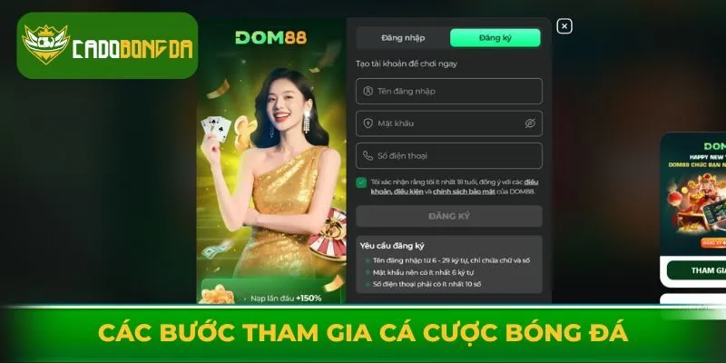 Các bước tham gia cá cược bóng đá tại Dom88